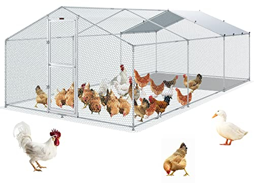 VEVOR Hühnerstall 6x3x2m Hühnerhaus Stahlrahmen PE Plane Freilaufgehege 67,5x170cm Türgröße Kleintiergehege Hühnerkäfig Kleintierstall Geflügelstall Ideal für Hühnern Enten Gänsen Kaninchen