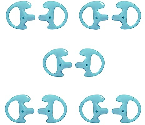 HYSHIKRA Replacement Soft Earmould Earpiece Earbud Air Acoustic Headset Earplug for Walkie Talkie Coil Tube Audio Kits,5 Pairs (Blue, Small)