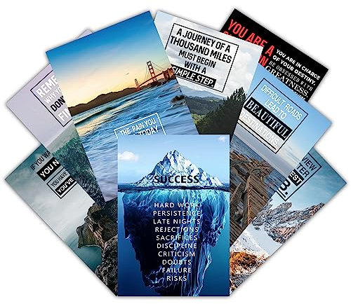 GTOTd Motivational Poster Wall Art 8-Pack 11.5 x 16.5,Inspirational Quotes Party Unframed Version HD Printing Poster for Living Room Bedroom Club Wall Art Decor