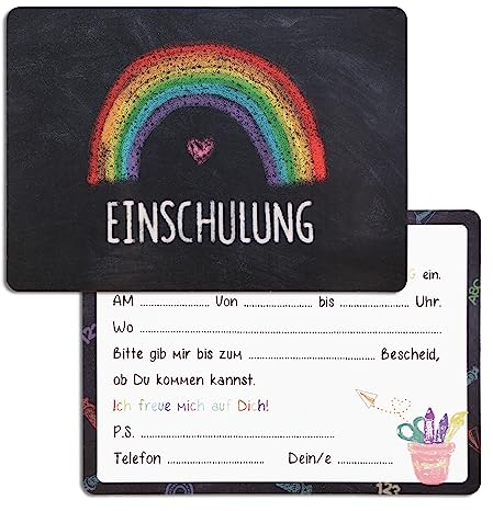COLOFALLA 12 Stück Einladung Einschulung A6 Einladungskarten Einschulung 2024 Schulkind Schulanfang Einladung Karten Schuleinführung für Junge Mädchen 1. Schultag