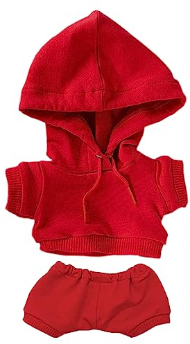 niannyyhouse 15 cm große Plüschpuppenkleidung, elastisch, einfarbig, Sportbekleidung, Anzüge, Kapuzenpullover, Hose, weiches Plüschtier, Verkleidungszubehör (rot, 15 cm)