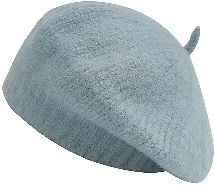 ZLYC Damen Kabel Stricken Baskenmützen Geflochtene Baggy Wolle Barett Winter Warmer Beanie(Einfarbig Blau)