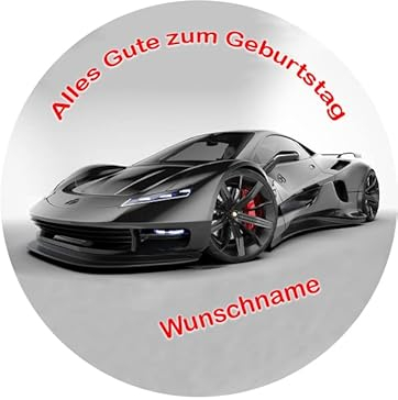Auto Wunschname, Car, Essbares Foto für Torten, Tortenbild, Tortenaufleger Ø 20cm - Super Qualität, 02504