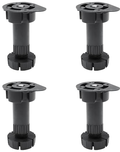 GTV - Möbelfüße DP-100, Füße aus Kunststoff, Hält Belastungen bis zu 60 kg Stand, Perfekt für Küchenschränke, Verstellbare Höhe: 95 – 165 mm, Farbe: Schwarz - 4 Stück
