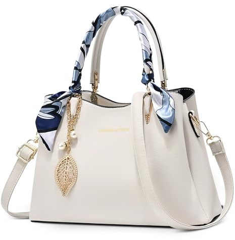 FOLOVEYA Sac à Main Femme Petit Cuir PU Tendance Sac Bandoulière Élégant | Sacs à Main Portés Épaule Femme Chic Sac Cabas Grande Capacité avec Foulard Décoratif pour Shopping Travail Quotidien