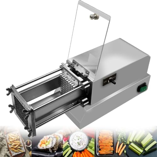 DPDZSW Coupe-Frites Électrique Professionnel, avec 8mm 10mm 12mm Lames(optionnel) Acier Inoxydable, Coupe Pommes de Terre Frites Automatique, Trancheuse de Légumes Commerciale,10mm