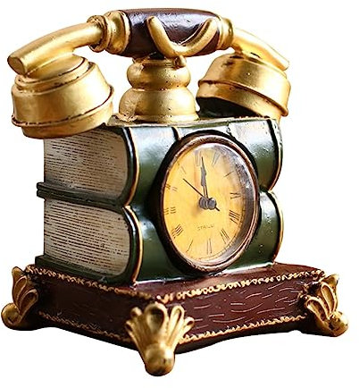 MAGICLULU Uhrenskulptur Aus Kunstharz Dekorative Uhrenschmuck Für Schreibtisch Und Büro Elegante Telefonornament Als Geschenk Zum Einzug
