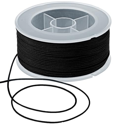 0.8mm 71 Yards Black Nylon Cord Satin String for Bracelet Jewelry Making Cord Satin String for Bracelet Necklace Nylon Thread Trim(Black)