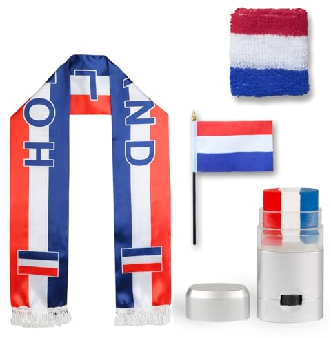 Sonia Originelli Fanset Fanartikel Fanschal Schweißband Fanschminke Schminkstft Fahne Flagge Farbe: Niederlande