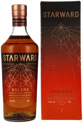 STARWARD Solera Single Malt Whiskey 43% vol. 700ml gereift in Rotweinfässern „World´s Most Admired Whiskies 2023“ Noten von Rosinen, Karamell und Ananas australischer Whisky