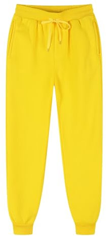 Générique Pantalon De Survêtement Jaune Uni Décontracté Et Confortable Pantalon Jogging Femme Pantalon De Survêtement À Taille Mi-Haute Classiques Quotidien Pantalon De Randonnée Femme XL