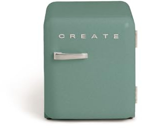 CREATE / RETRO FRIDGE 50 SILVER/Frigorífico verde sage maneta plata / 85W, minibar, un estante, diseño retro, 50 cm, dos repisas, capacidad de 48L, bajo consumo, 50x44x49,8 cm