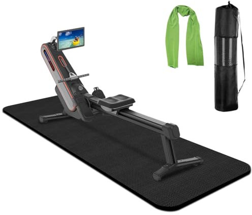 Rowing Machine Mat 96 x 30 with Storage Bag and Sports Towel,Treadmill Mat for Carpet & Hardwood Floors,Rower Mat,Elliptical Mat,Bike Mat,Gym Exercise Equipment Mat,Fitness Equipment Mat