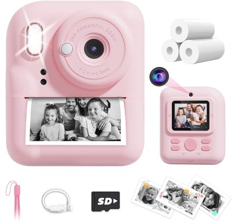 JOYJAM Appareil photo pour enfants à impression instantanée, appareil photo numérique à double objectif pour enfants, HD 1080p, cadeaux de Noël et d'anniversaire pour filles de 3 à 12 ans, jouet