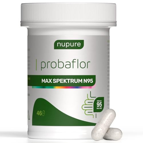 Nupure® Probaflor MAX SPEKTRUM N95 600 Mrd.KBE/gr95 Bakterienstämme größtes Bakterienstamm-Spektrum, mit Lactobacillus & Bifidobakterien, 95 Mrd. KBE, magensaftresistent, 46 Kapseln