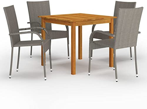 Iiaky 5-TLG. Garten-Essgruppe Grau Garten Barset Barhocker Outdoor Wetterfest Garden Bar Set - 3067694