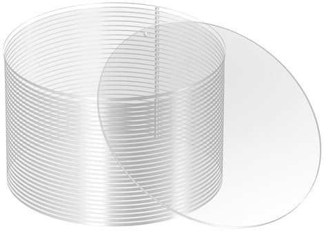 CHEUKYIU 30 Stück Runde Acrylscheibe mit Loch, 15 x 0,2 cm Transparent Acrylscheibe, Runde Blank Acrylplatte für Basteln, Malen, Dekoration
