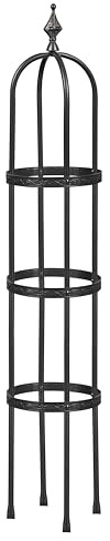 Evergren Garden Metal Obelisk Trellis for Climbing Plants | Indoor/Outdoor Floral Pattern Arch Trellis for Potted Plants (5 ft Black)