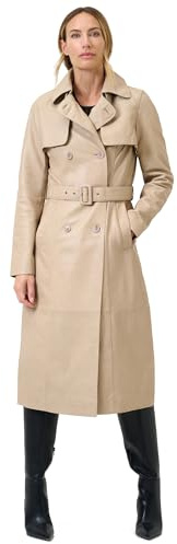 RICANO Darcy - Taillierter Damen Leder Trenchcoat mit Reverskragen, Taillengürtel und Rückenschlitz – Hochwertiges Lamm Nappa Leder