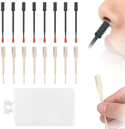 Lot de 16 Tondeuses à Poils de Nez 2 en 1, Coupe-Poils Nasaux Manuels Rasoirs à Poils de Nez avec Brosse de Nettoyage Nettoyeur de Poils de Nez pour Femmes et Hommes (Blanc, Noir)