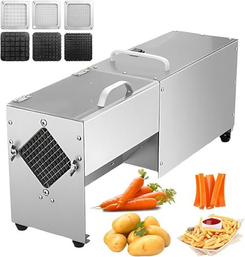 Pveanns Coupe-Frites électrique, Coupe-Frites en Acier Inoxydable 100W avec 3 Lames, Lisse, Complet et Rapide, même pour Une Utilisation Commerciale et Industrielle dans Un Restaurant de Cuisine