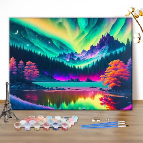 MEIYUDA Peinture par Numero Adulte Rivière de Montagne, Paysage DIY Peinture à l'huile par Numéros sur Toile Artisanat avec Pinceaux Peintures Acryliques, Decoration Maison Cadeau 50x40cm(sans Cadre)