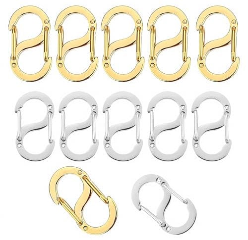 12 PCS Double Opening Lobster Clasps, Bracelet Clasps Replacement for Jewelry Making Necklace Clasp Necklace Shortener S Lock for DIY Jewelry Repairing (Silver/Golden)
