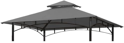 Ontheway Doppelstöckiges Ersatzdach für Grill, Grillpavillon, Dachpavillon, Ersatzdach, 152 x 2,4 m, Grau