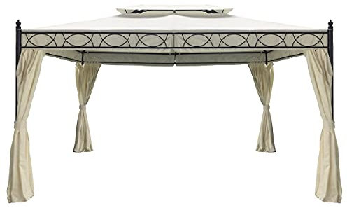 Yellowshop - Gazebo in Metallo Robusto da Giardino 3x3 e 3x4 metri con Copertura e Tende laterali antipioggia Design Moderno ed Elegante Crema Manaus (3x3 Metri)