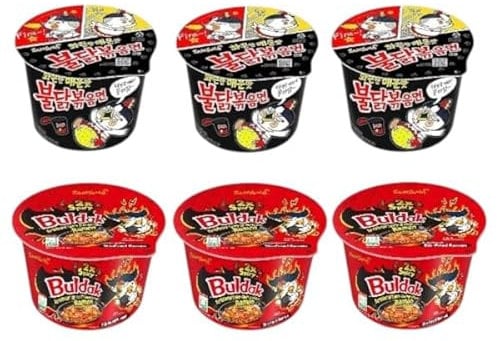 Samyang Buldak Noodles Hot Chicken Flavour Stir Fry Ramen (Bowl, Mixed Bowl - x3 Hot chicken / x3 X2 Spicy)