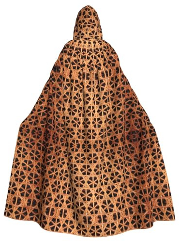 BLWSLC Wicker Woven Grid Printed Halloween Cape Maskerade Hooded Cape Carnival Party Costume (Length 147cm/Hood Height 38cm)