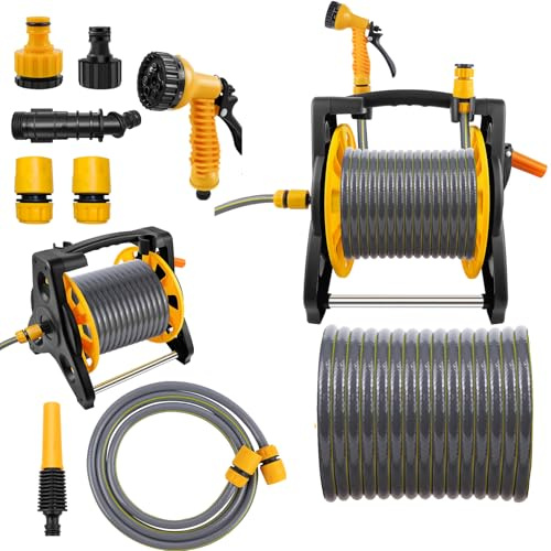 Hose Reel, Garden Hose Pipe Reel with Hose Pipe (1 Hose Reel + 30m Hose Pipe)
