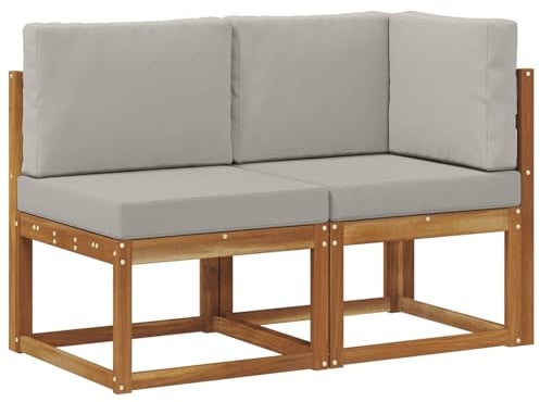 vidaXL Outdoor Mittel- und Ecksofa 2 Stück Natürlich und Hellgrau