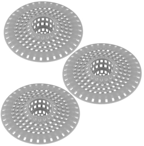 WOFASHPURET Lot de 3 Filtres de Siphon de Sol en Silicone Gris, Récupératrice de Cheveux Lavabo, Protège-bonde Anti-obstruction, Passoire à Cheveux Souple et Facile à Nettoyer, Compatible