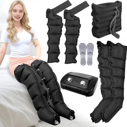 Lymphdrainage Gerät Beine | 6-chamber Presoterapia Recovery Boots zu Hause Beinmassagegerät | Professionelles Massagegerät Presotherapie (Schwarz 2 Beine + 2Arme + Bauch, M)