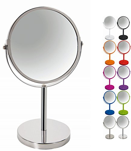 Spirella Schminkspiegel Kosmetikspiegel Standspiegel Badezimmerspiegel Sydney 2-Fach Vergrößerung - Ø 17cm - Silber glänzend