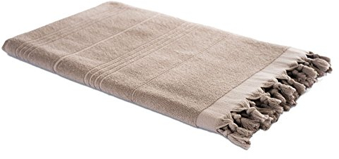 Carenesse 2 in 1 Hamamtuch 90 x 190 cm beige I Zweiseitiges Hamam Handtuch 100% Baumwolle: Glatt & Frottier I Pestemal/Fouta saugfähig & hygienisch I Hamam Strandtuch/Saunahandtuch kompakt