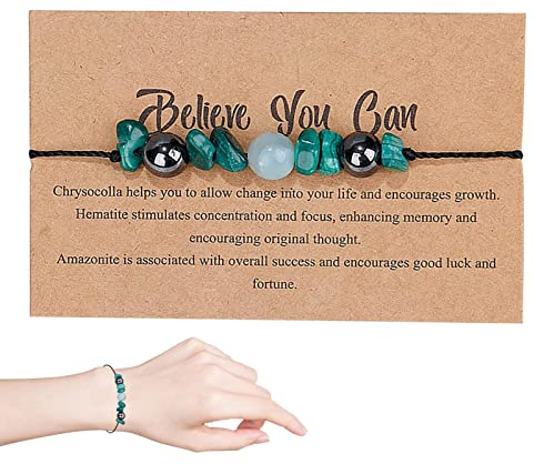 Fulenyi Armband Malachit – schöne gewebte Armbänder für Damen, natürlich, handgefertigt, Edelsteine, Malachit, Amazonit, für Treffen, Sommerstrände, 1