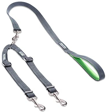 Mighty Paw Double Dog Lead - Perfect For Small And Large Dogs - Adjustable Length - Customize For Dogs Any Size - Reflective Stitching For Increased Visibility - Tangle Free Swivel Leash Attachment