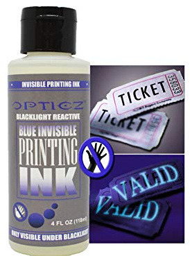 Opticz Industrial Invisible Blue UV Blacklight Reactive Ink (4 Ounce Bottle)