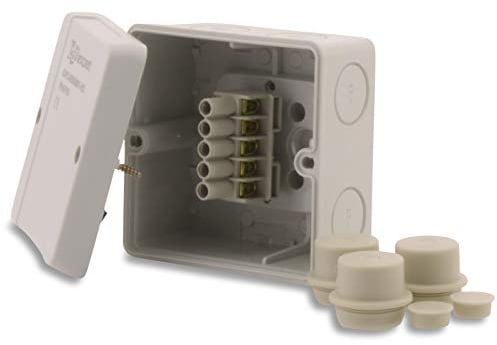 BOXEXPERT Abzweigdose Serie Hanse 98x98x61mm mit Anschlussklemme IP 66 staubdicht lichtgrau RAL7035 Außenverteilerdose Kunststoff Gehäuse Wandgehäuse Box Elektroinstallation