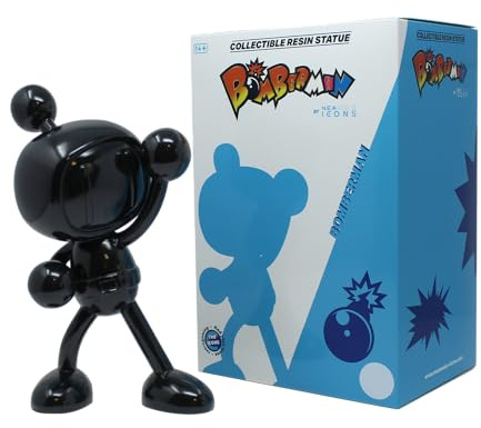 NEAMEDIA The Character Company Bomberman-Skulptur Icons - Figur 25cm - Retro-Objekt mit modernem und dekorativem Design - Retrogaming (SCHWARZ)