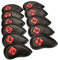 Golf Cover, 11pcs Golf Club Kopfbedeckung Set, Thick Synthetic Leather golf Covers Set Fit All Brands Irons, Black+Red