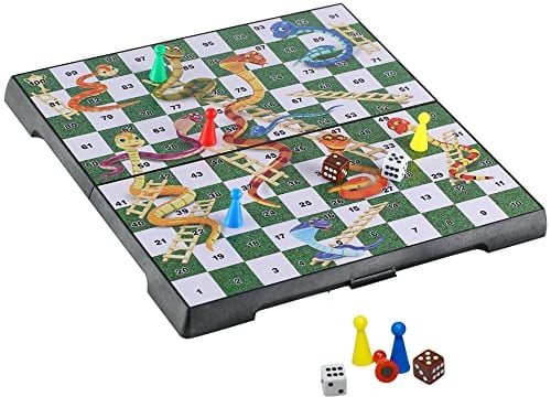 KOKOSUN Schlangen und Leitern, Traditionelles Leiterspiel, Magnetisch Faltbares Brettspiel, Familienspiele für Kinder (Abgerundete Ecke-2)
