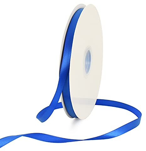 TONIFUL 3/8 Inch x 100yds Royal Blue Satin Ribbon Thin Solid Fabric Ribbons Roll for Gift Wrapping Invitation Floral Hair Balloons Craft Sewing Party Wedding Popsicles Decoration