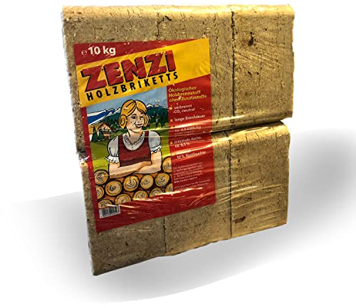 Zenzi RUF Holzbriketts 10 kg Kaminbriketts Holz Nadelholz Buche Ofenbriketts Heiz Smoker 100% Natur aus Sägespänen Ofenbriketts