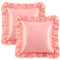 PiccoCasa 2er Set Kissenbezug Satin Kissenbezüge mit Romantischen Rüschen Kopfkissenbezug Uni Glatt Glänzend Kissenhülle mit Hotelverschluss Rosa 40×40cm