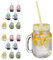Relaxdays Verres avec Paille, Couvercle et Anse, Lot de 16, HLP 13x10,5x15 cm, 400 ML, Limonade, Boissons glacées, Multicolore