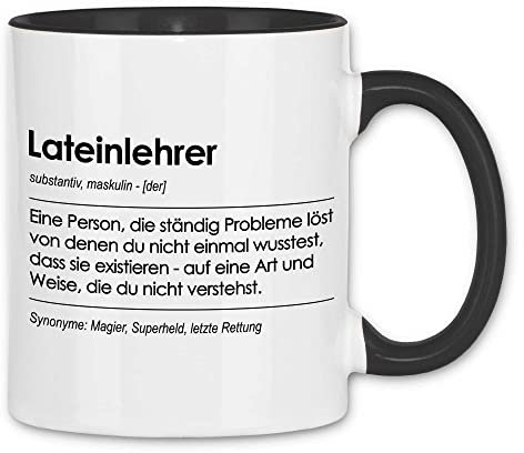 wowshirt Tasse Geschenk für Lateinlehrer Definition Geburtstag Weihnachten, Farbe:White - Black