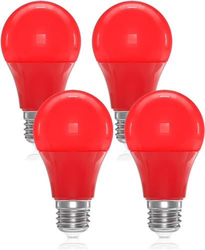 DoRight 9W rosso LED E27 lampadine, A60/A19 colorato lampadina E27 rosso filamento lampada 60W incandescente equivalente non dimmerabile per la casa festa bar Natale decorazione illuminazione (4-Pack)